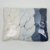 Gray, Blue + White Purl Soho Merino Wool + Finest Alpaca Yarn Bundle for Arctic Wrap - 12 Skeins