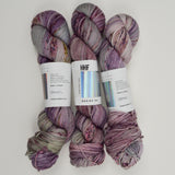 Purple + Gray Variegated Hedgehog Fibres Merino DK Damsel Merino Wool Yarn - 3 Skeins