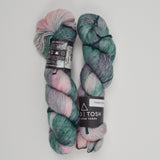 Green + Pink Variegated Madeline Tosh Tosh Mo Light Merino Wool + Mohair Yarn - 2 Skeins