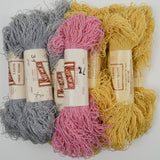 Gray, Pink + Yellow Knit-Mor Crepe Velene Virgin Zephyr Wool + Rayon Yarn - 10 Skeins