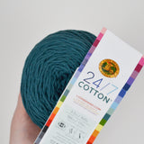 Teal Lion Brand 24/7 Cotton Yarn - 3 Skeins