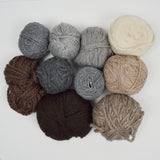 Gray, Brown + Neutral Wool + Natural Fiber Blend Yarn Bundle
