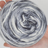 White, Gray + Black Variegated Silky Single-Ply Yarn - 2 Skeins