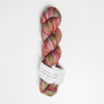 Red, Green + Gray Variegated Merino Blend Sock Yarn - 1 Skein