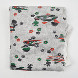 Gray, Green + Red Bonsai Print Polyester Knit Fabric - 66" x 110"