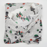 Gray, Green + Red Bonsai Print Polyester Knit Fabric - 66" x 110"