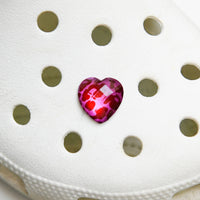 Leopard Heart Rhinestone Shoe Charm