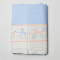Light Blue Geometric Print + Rocking Horse Border Quilting Weight Woven Fabric - 44" x 184" Default Title