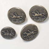 Embossed Pewter Horse + Jockey Buttons with Shank - Set of 4 in 2 Sizes Default Title