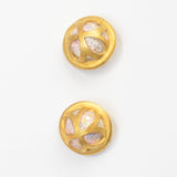 Colorful Woven Sphere in Gold Dome Buttons - Set of 2 Default Title
