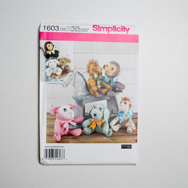 Simplicity 1603 Two Pattern Piece Animals Sewing Pattern Default Title