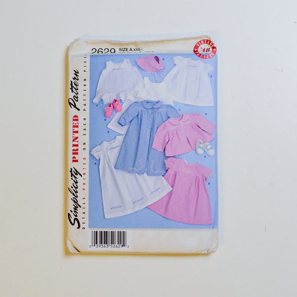 Simplicity 2629 Baby's Layette + Bonnet Sewing Pattern Size A (XXS-L) Default Title