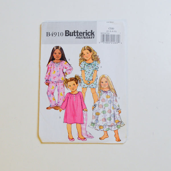 Butterick B4910 Children's Clothes Sewing Pattern Size CDD (2-5) Default Title
