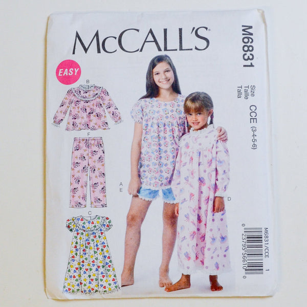 McCall's M6831 Children's Clothes Sewing Pattern Size CCE (3-6) Default Title
