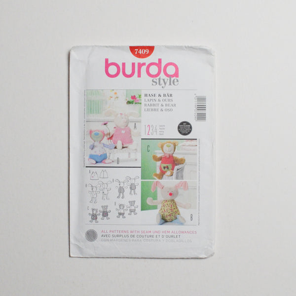 Burda Style 7409 Rabbit + Bear Sewing Pattern (One Size) Default Title