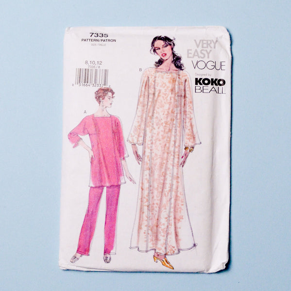 Very Easy Vogue 7335 Misses' Caftan, Top + Pants Pattern – Make & Mend