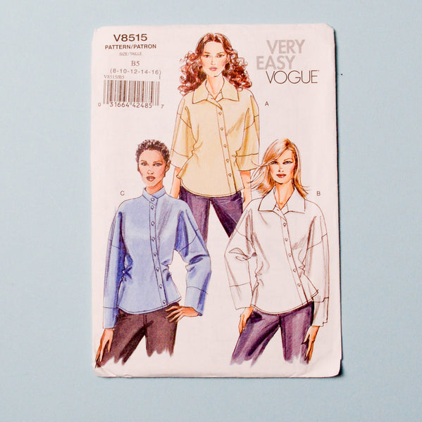 Very Easy Vogue V8515 Misses' Shirt Pattern - Size B5 (8-16) Default Title