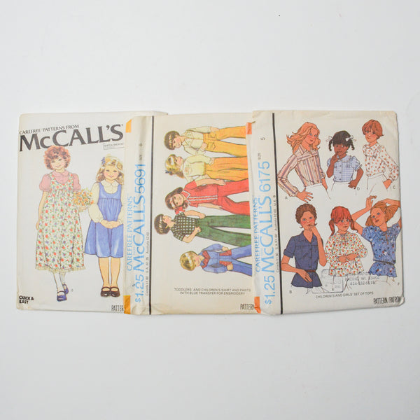 McCall's Children's Sizes 5 + 6 Clothing Sewing Pattern Bundle - Set of 3 Default Title