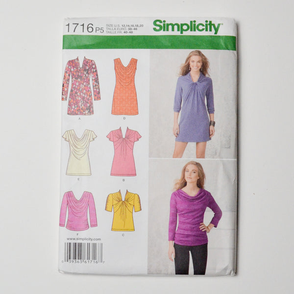 Simplicity 1716 Knit Blouse + Dress Sewing Pattern Size P5 (12-20) Default Title