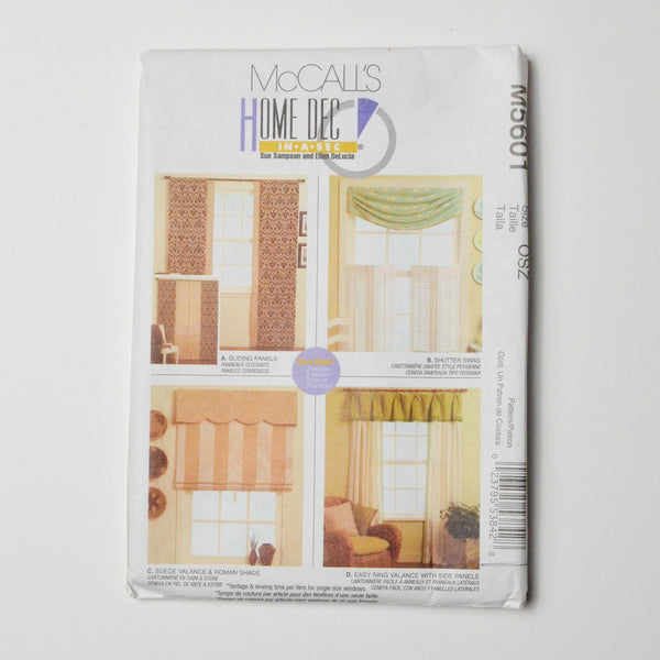 McCall's Home Dec M5601 Curtains + Window Treatments Sewing Pattern Default Title
