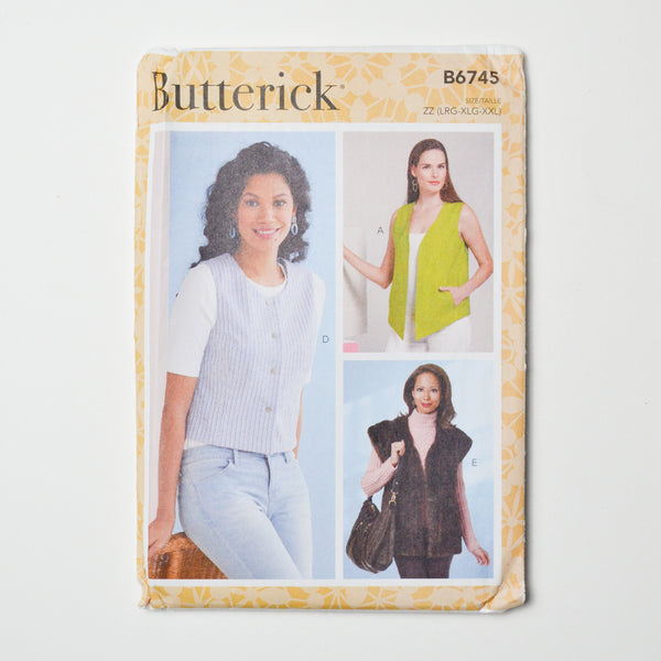 Butterick B6745 Vest Sewing Pattern Size ZZ (L-XXL) Default Title