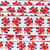 White Trim with Blue + Red Teddy Bears - By the Yard Default Title