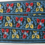 Blue, Red + Yellow Floral Woven Trim, 1.5" Wide - By The Yard Default Title