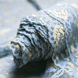 Blue + Cream Floral Lace Fabric with Scalloped Edge, 60" Wide - By The Yard Default Title