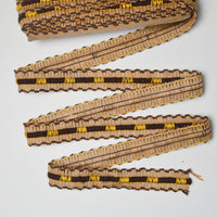 Brown + Yellow Thick Woolly Woven Trim, 1.5" Wide - By the Yard Default Title
