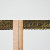 Black + Dark Gold Metal Jacquard Woven Trim, 1 3/8" Wide - By the Yard Default Title