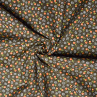 Brown + Orange Floral Swirl Print Quilting Cotton Fabric, 44" Wide - By the Yard Default Title