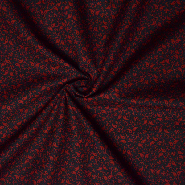 Black + Red Tiny Paisley Quilting Cotton Fabric, 44" Wide - By the Yard Default Title