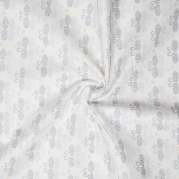 White + Muted Gray Swan Print Quilting Cotton Fabric, 44" Wide - By the Yard Default Title