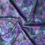 Green + Purple Floral Batik Quilting Cotton Fabric -  By the Yard Default Title