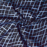 Dark + Light Blue Wavy Grid Quilting Cotton Fabric, 44" Wide -  By the Yard Default Title