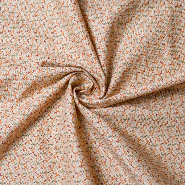 Ditsy Floral Printed Stretch Cotton Poplin - Tan / Brown / White / Black -  Fabric by the Yard