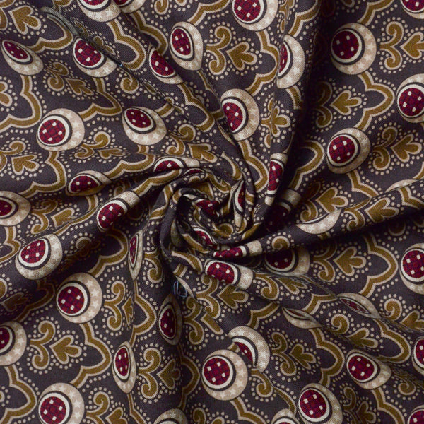 Brown + Burgundy Print Quilting Cotton Fabric, 44" Wide - By the Yard Default Title