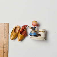 Vintage Wooden Figurine + Royal Dutch Airlines Mini Wooden Clogs Default Title