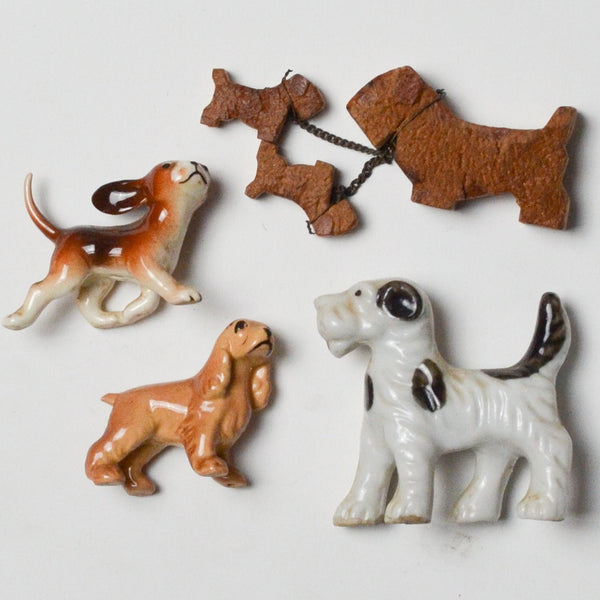 Ceramic + Wooden Mini Dog Figurine Bundle - Set of 4 Default Title