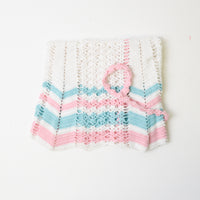 White Apron with Teal + Pink Stripes - 16" x 18"