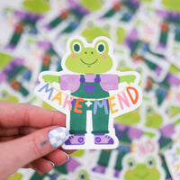 Frog Holding a Banner Sticker