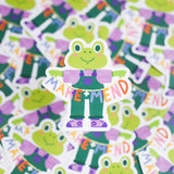 Frog Holding a Banner Sticker