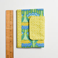 Soft Cover Lined Journal in Blue + Yellow Floral Fabric Velcro Cover Default Title