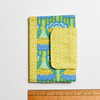 Soft Cover Lined Journal in Blue + Yellow Floral Fabric Velcro Cover Default Title