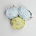 Light Blue + Green Cotton Blend Chainette Yarn - 3 Skeins