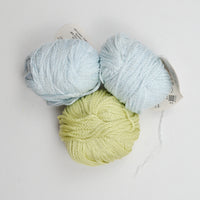 Light Blue + Green Cotton Blend Chainette Yarn - 3 Skeins